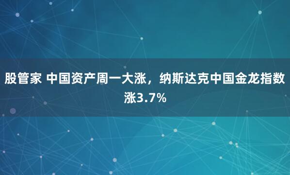 股管家 中国资产周一大涨，纳斯达克中国金龙指数涨3.7%