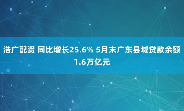 浩广配资 同比增长25.6% 5月末广东县域贷款余额1.6万亿元