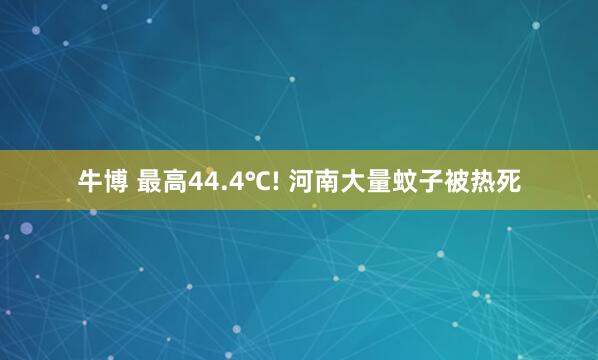 牛博 最高44.4℃! 河南大量蚊子被热死